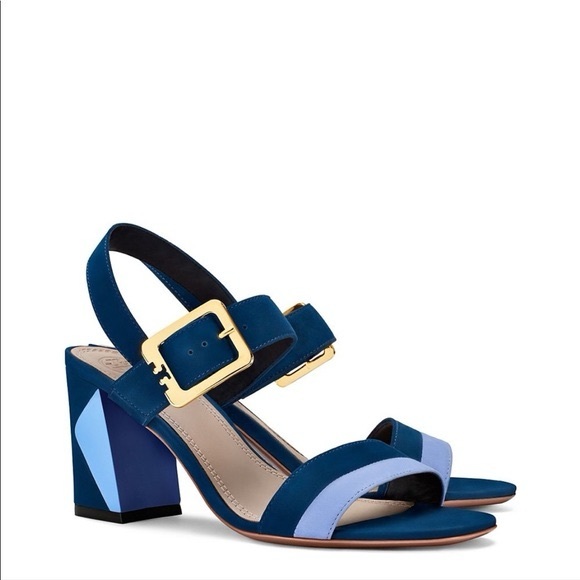 Tory Burch Palermo blue suede two tone strappy sandals - size 7 👡 - Picture 1 of 11